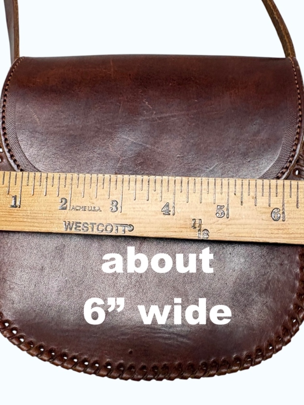 bag brown leather vintage mini cross body unlined minimal snap close handmade - Picture 10 of 14